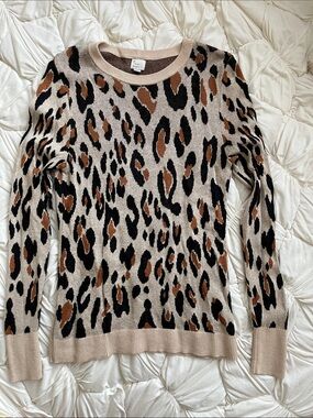 a new day Leopard Print Crewneck Sweater